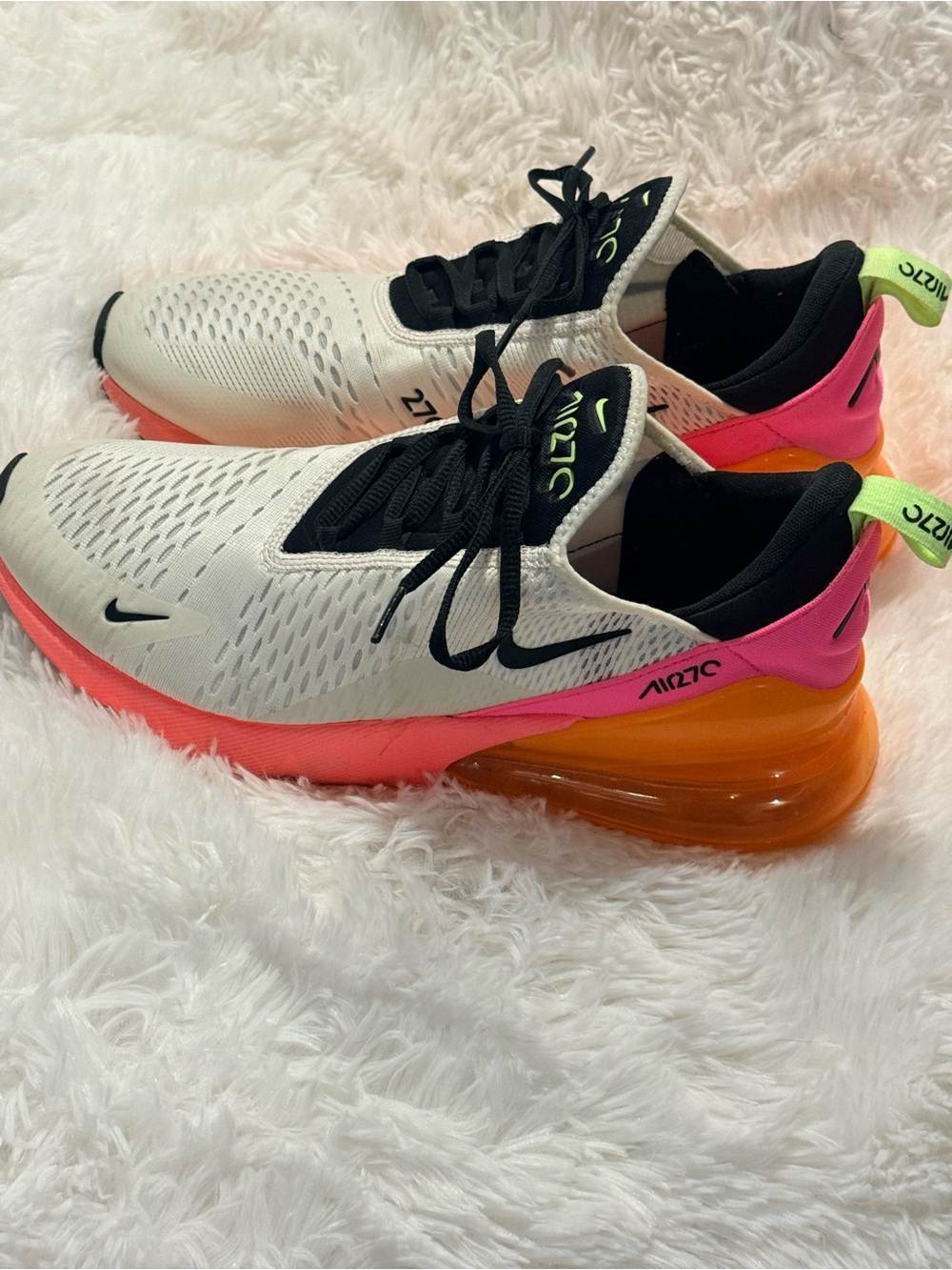 Nike Air Max 270 Women’s Athletic Shoes White Pink Orange Lime Accent - Picture 4 of 7